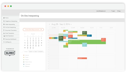 Order, manage and track on-site interpreting services Order, manage and track on-site interpreting services